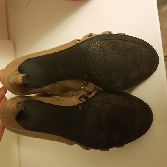 Beige Peep Toe Spike Stiletto High Heel Ankle Boots Studs Size 8 - Picture 9 of 12